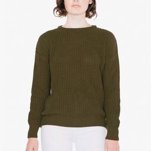 NWT American Apparel fisherman sweater olive green